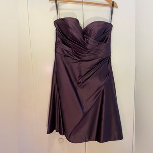 Bill Levkoff plum/purple strapless ruched a-line bridesmaid dress size 14.